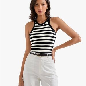 SUUKSESS Ribbed Padded Tank Top, High Neck, Racerback, Black/White, Size S, NWT